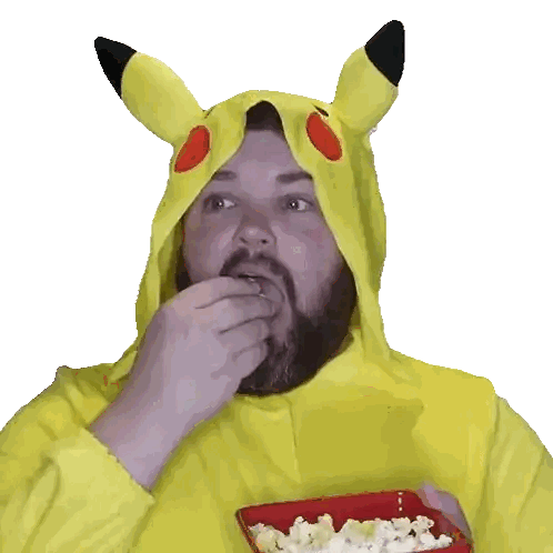 Pikachu Costume Eating Popcorn