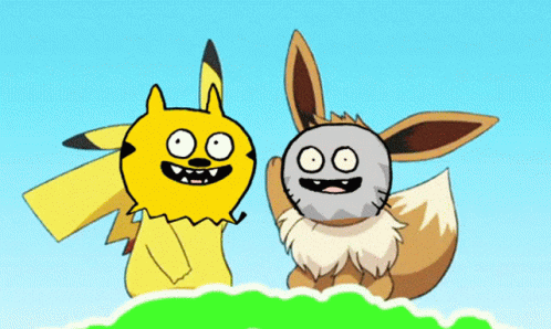 Pikachu Cute And Eeva Masked GIF