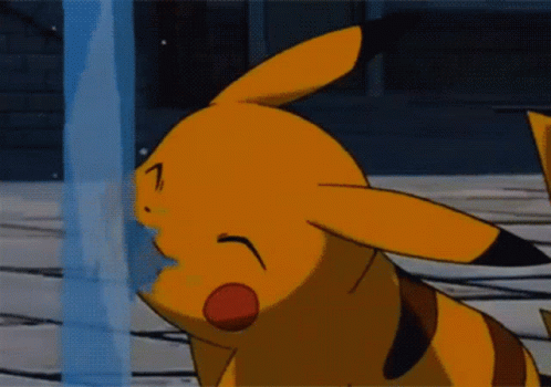 Pikachu Cute Drinking And Getting Wet GIF