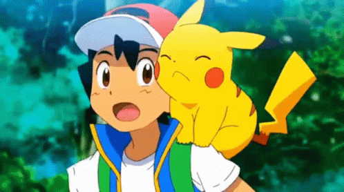 Pikachu Cute Smiling With Ash GIF