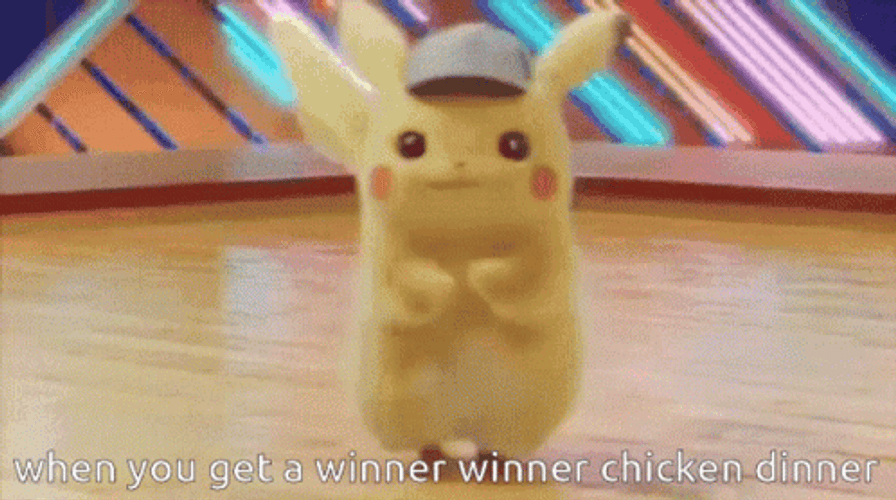 Pikachu Dancing Winner Winner Chicken Dinner GIF