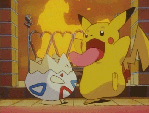Pikachu Licking Togepi GIF