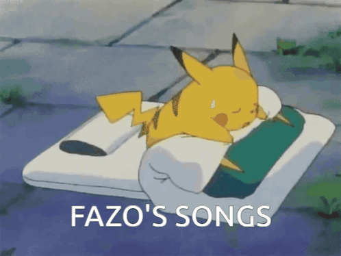Pikachu Lying on Bed with Fazo's Songs