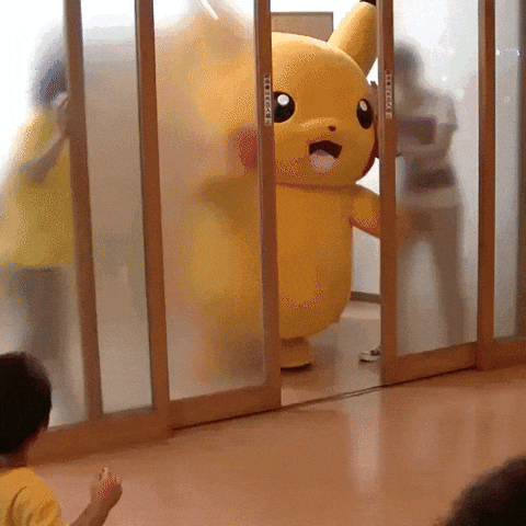 Pikachu Mascot Went Outside GIF