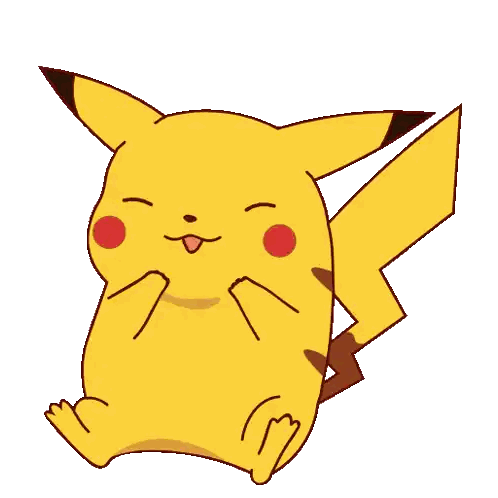 Pikachu Sitting with Eyes Closed and Tongue Out