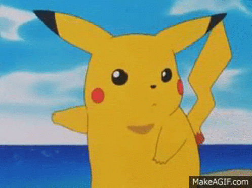 Pikachu Standing In Front Of Water Looking At Camera GIF