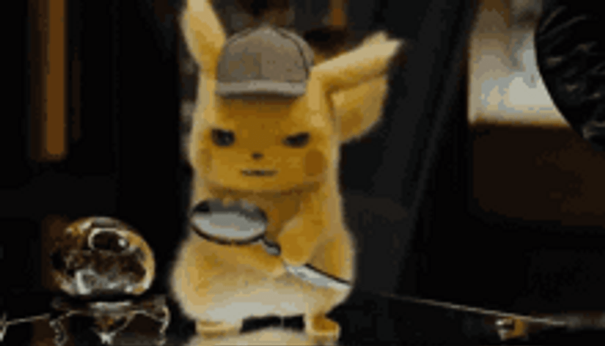 Pikachu Using Big Magnifying Glass To Search GIF
