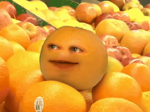 Pile Of Oranges And Apples With California Sticker GIF