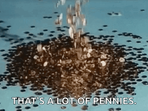Pile Of Pennies Falling Into Pool GIF
