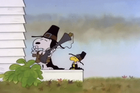 Pilgrim Snoopy Happy Thanksgiving Charlie Brown GIF