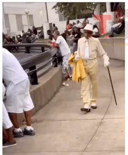 Old Man Pimp Walking GIF