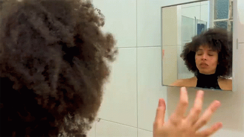 Pimple Popping Shocked Lady Looking At Mirror GIF