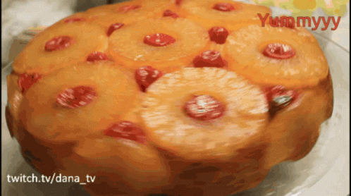 Pineapple Cherry Cake Saying Yummyyy