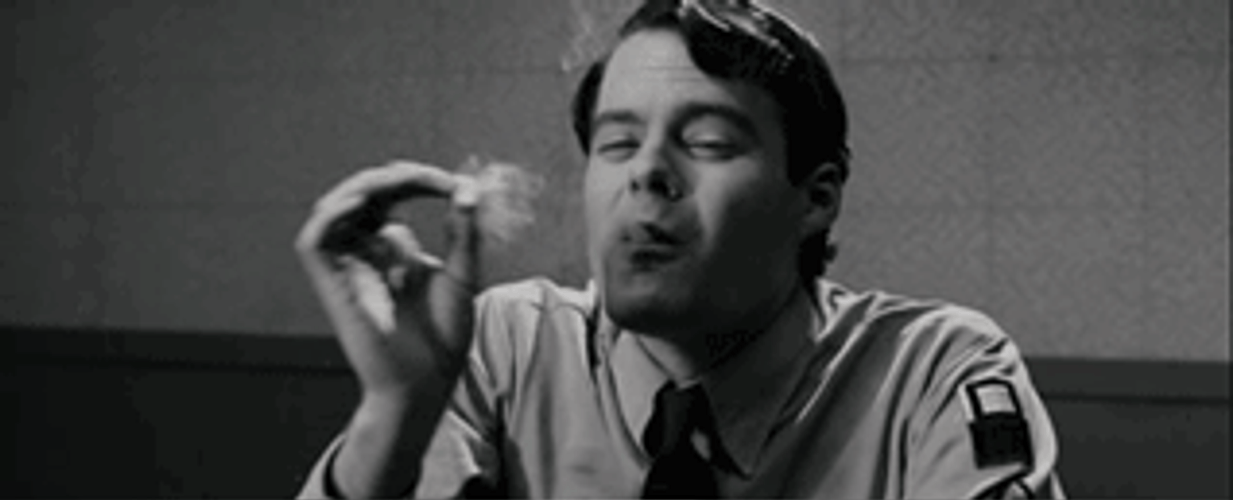 Pineapple Express Bill Hader Puffing Smoke GIF
