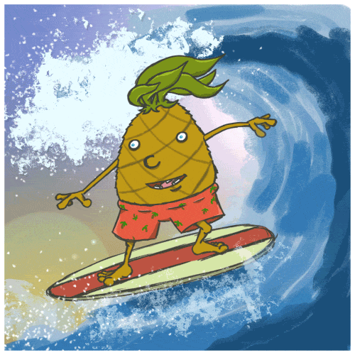 Pineapple Summer Surfing GIF