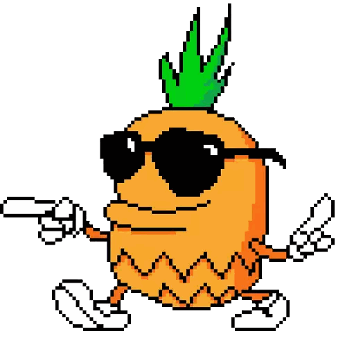 Pineapple Wearing Sunglasses Pointing Gun
