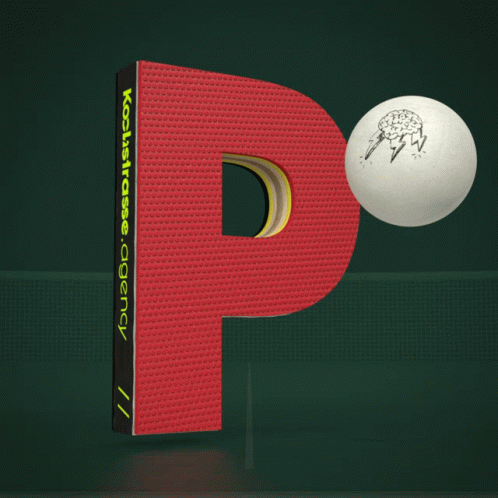 Ping Pong Ball With Brain on Red Letter P
