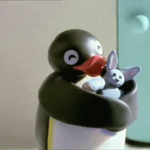 Pingu Hugging Stuffed Toy GIF
