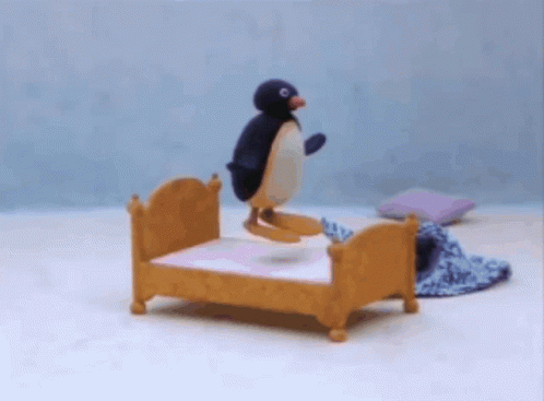 Pingu Jumping On The Bed GIF