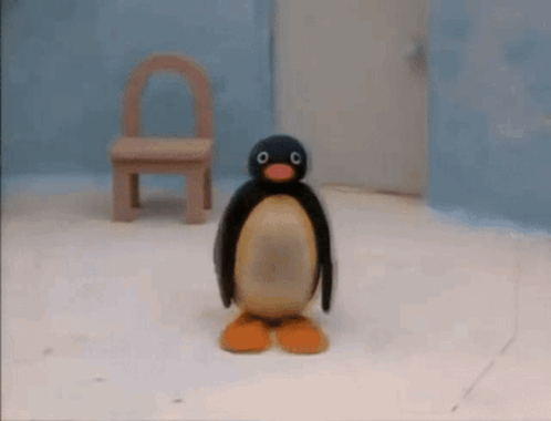 Pingu Jumping With One Foot GIF