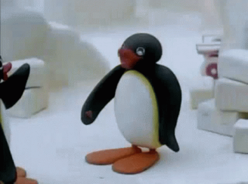 Pingu Sliding On Ice GIF