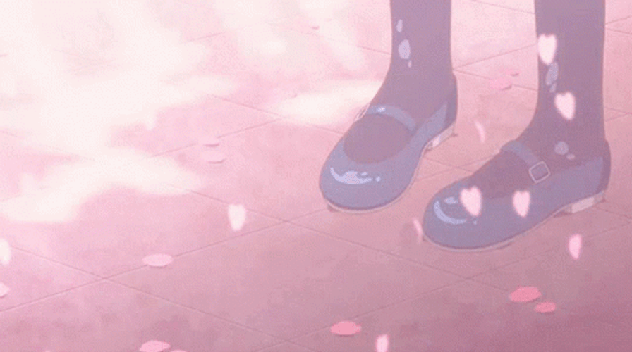 Pink Aesthetic Anime Feet Petals GIF