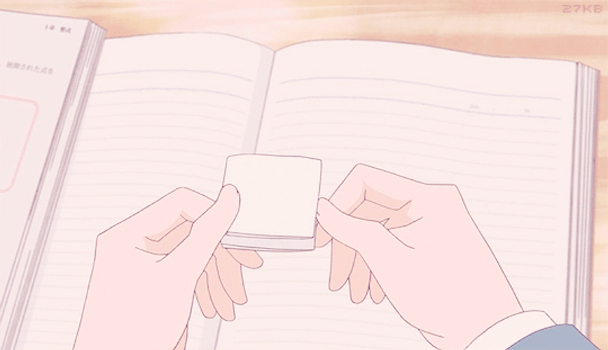 Pink Aesthetic Anime Folded Note GIF 