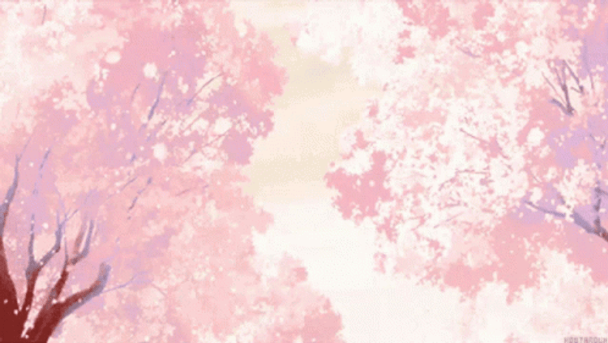 Pink Aesthetic Anime Sakura Trees GIF 