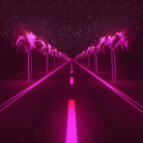 Pink Aesthetic Neon Night Road GIF
