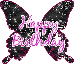Pink and Black Butterfly Happy Birthday