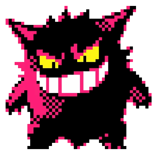 Pink and Black Monster with Yellow Eyes