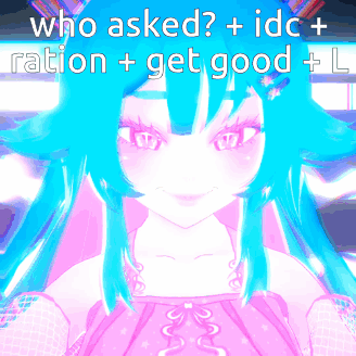 Pink and Blue Anime Girl Who Asked Idc Ration Get Good L