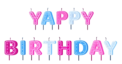 pink and blue candles spell out the words happy birthday