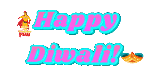 Pink and Blue Happy Diwali Sign