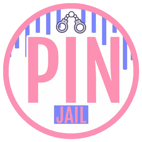 Pink and Blue Jail Sticker with Handcuffs