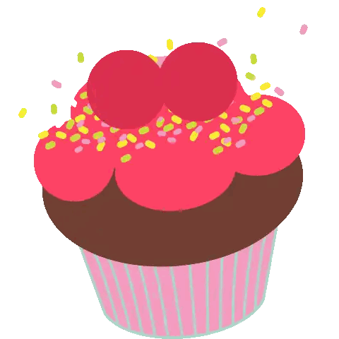 Pink and Brown Sprinkled Cupcake with Berries
