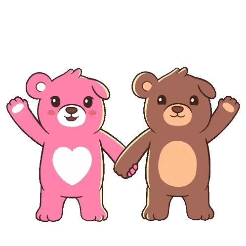 Pink and Brown Teddy Bears Holding Hands