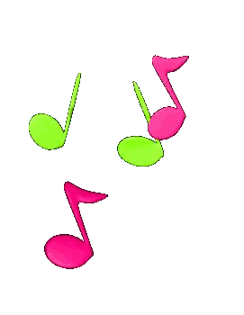 Pink and Green Music Notes Floating