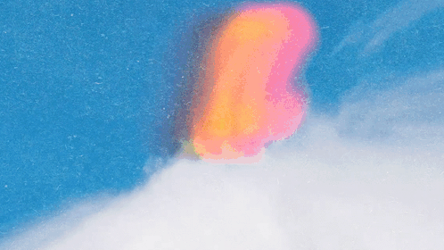 Pink and Orange Object on Blue and White