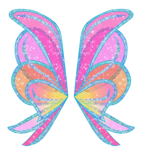 Pink and Orange Wings with Blue Border