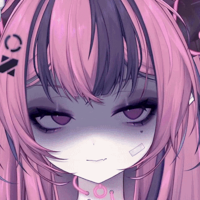 Pink and Purple Anime Girl With Triangle on Forehead
