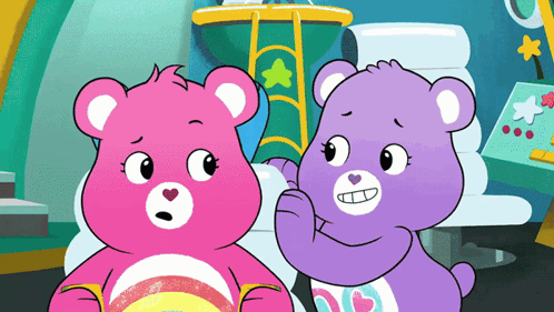 Pink and Purple Care Bears Talking