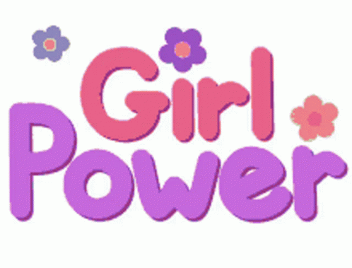 Pink And Purple Girl Power Logo With Flowers GIF