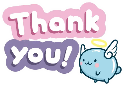 Pink and Purple Thank You Sign with Cartoon Angel