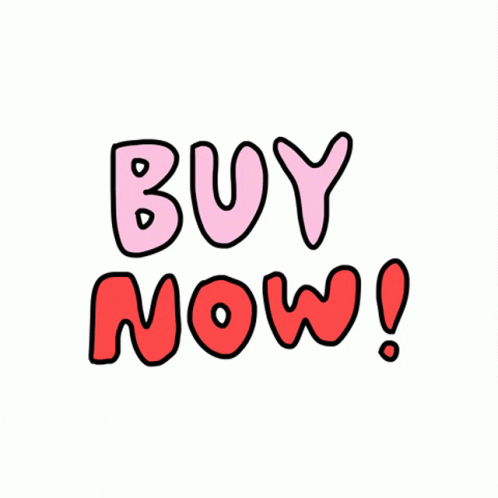 Pink And Red Sticker Saying Buy Now GIF