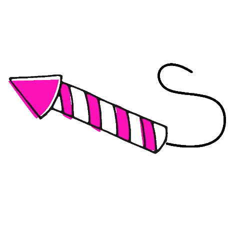 Pink and White Firework with Yellow Star