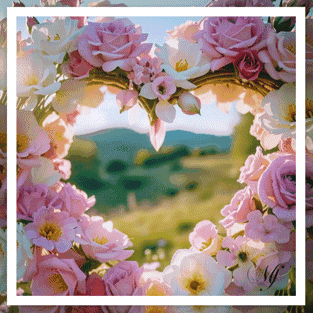 Pink and White Flower Heart