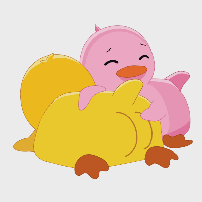 Pink And Yellow Cartoon Duck With Heart GIF