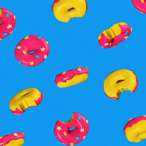 Pink And Yellow Donuts Rolling GIF