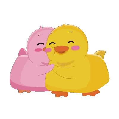 Pink and Yellow Duck Hugging Heart